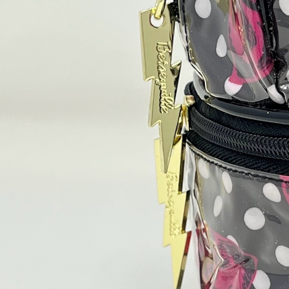 Betsey Johnson Gray and Pink Polka Dot Cosmetic Bag - Picture 9 of 12